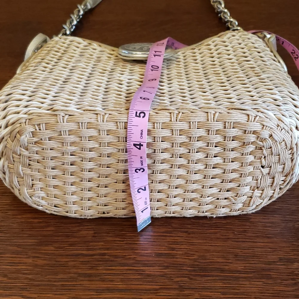 Brighton Cream Woven Shoulder Bag with Silver Accents